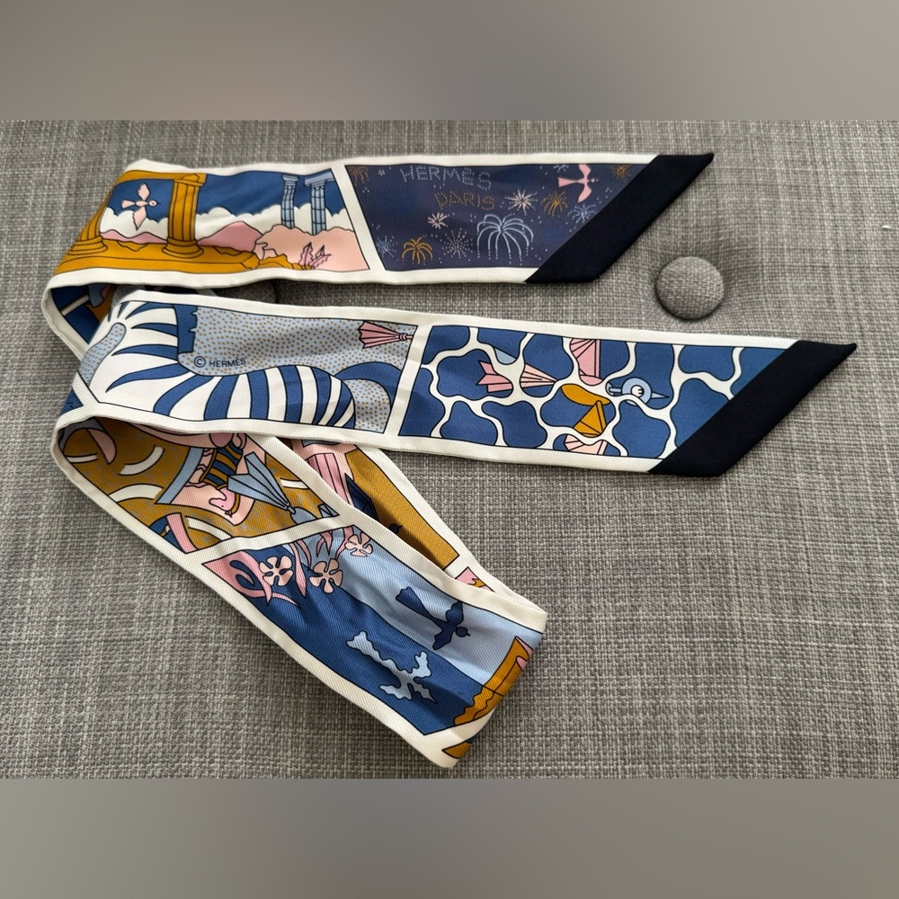 Hermes Factory Suite Twilly in Bleu, Rose, Mordore
